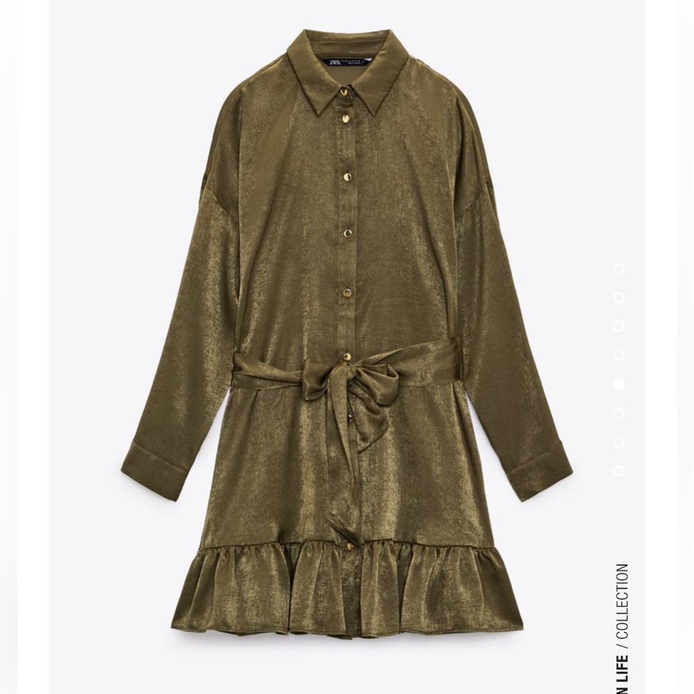 Zara satin shirt dress
